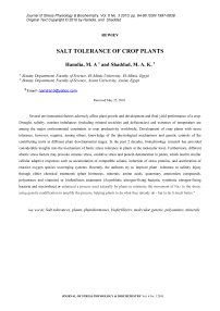 Salt tolerance of crop plants