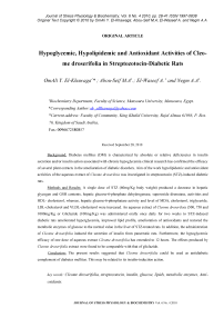 Hypoglycemic, hypolipidemic and antioxidant activities of Cleome droserifolia in streptozotocin-diabetic rats