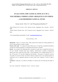 Evaluating the clinical efficacy of a polyherbal formulation Arogh plus on stress - a randomised clinical study