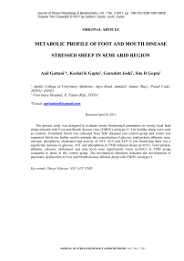 Metabolic profile of foot and mouth disease stressed sheep in semi arid region