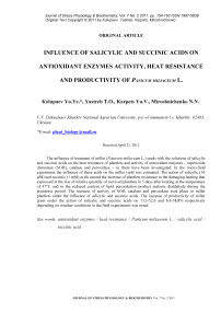 Influence of salicylic and succinic acids on antioxidant enzymes activity, heat resistance and productivity of Panicum miliaceum L