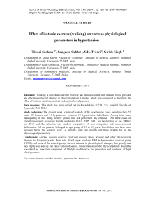 Effect of isotonic exercise (walking) on various physiological parameters in hypertension