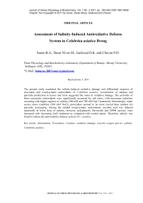 Assessment of salinity-induced antioxidative defense system in Colubrina asiatica Brongn