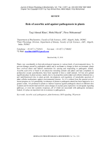 Role of ascorbic acid against pathogenesis in plants