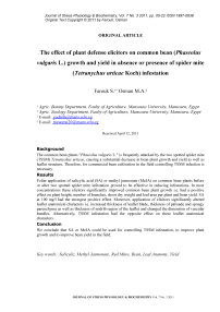 The effect of plant defense elicitors on common bean (Phaseolus vulgaris L.) growth and yield in absence or presence of spider mite (Tetranychus urticae Koch) infestation