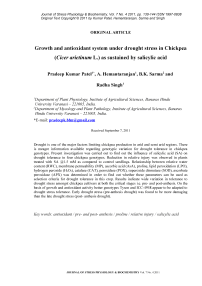 Growth and antioxidant system under drought stress in chickpea (Cicer arietinum L.) as sustained by salicylic acid