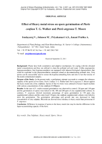 Effect of heavy metal stress on spore germination of Pteris confusa T. G. Walker and Pteris argyraea T. Moore