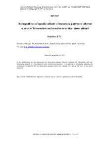 The hypothesis of specific affinity of metabolic pathways inherent to onset of hibernation and reaction to critical stress stimuli