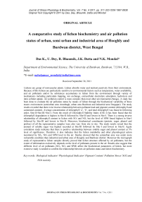 A comparative study of lichen biochemistry and air pollution status of urban, semi urban and industrial area of Hooghly and Burdwan district, West Bengal