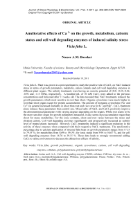 Ameliorative effects of Ca 2+ on the growth, metabolism, cationic status and cell wall degrading enzymes of induced salinity stress Vicia faba L