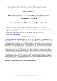 Differential response of two scented indica rice (Oryza sativa) cultivars under salt stress