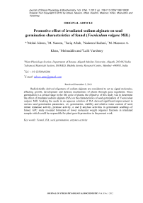 Promotive effect of irradiated sodium alginate on seed germination characteristics of fennel (Foeniculum vulgare Mill.)