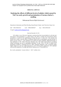 Studying the effects of different levels of salinity which caused by NaCl on early growth and germination of Lactuca sativa L. seedling