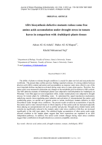 ABA biosynthesis defective mutants reduce some free amino acids accumulation under drought stress in tomato leaves in comparison with arabidopsis plants tissues