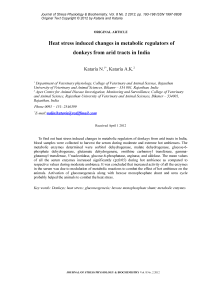 Heat stress induced changes in metabolic regulators of donkeys from arid tracts in India