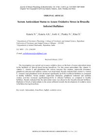 Serum antioxidant status to assess oxidative stress in brucella infected buffaloes