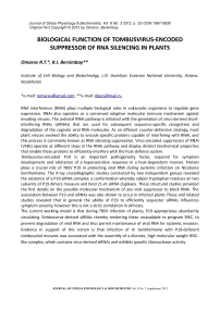 Biological function of tombusvirus-encoded suppressor of RNA silencing in plants