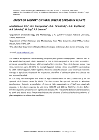 Effect of salinity on viral disease spread in plants