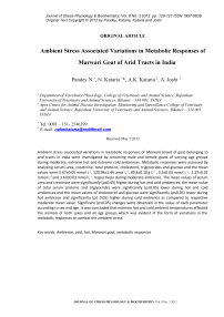 Ambient stress associated variations in metabolic responses of Marwari goat of arid tracts in India