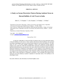 A study on serum electrolyte pattern during ambient stress in Murrah buffalo of arid tracts in India