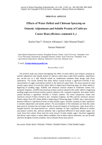 Effects of water deficit and chitosan spraying on osmotic adjustment and soluble protein of cultivars castor bean (Ricinus communis L.)