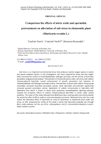 Comparison the effects of nitric oxide and spermidin pretreatment on alleviation of salt stress in chamomile plant (Matricaria recutita L.)