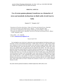 Use of serum gamma glutamyl transferase as a biomarker of stress and metabolic dysfunctions in Rathi cattle of arid tract in India