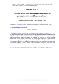 Effect of NaCl priming duration and concentration on germination behavior of Tunisian safflower