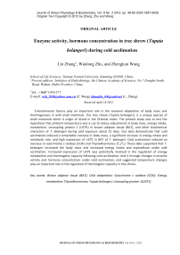 Enzyme activity, hormone concentration in tree shrew (Tupaia belangeri) during cold acclimation