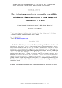 Effect of chelating agents and metal ions on nickel bioavailability and chlorophyll fluorescence response in wheat- an approach for attenuation of Ni stress