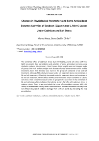 Changes in physiological parameters and some antioxidant enzymes activities of soybean (Glycine max L. Merr.) leaves under cadmium and salt stress