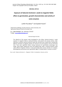 Exposure of Satureia hortensis L seeds to magnetic fields: effect on germination, growth characteristics and activity of some enzymes