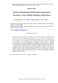 Outcome of breathing exercise (Pranayam) on spirometric parameters in type 2 diabetic individuals: a clinical study