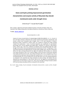 Osmo and hydro priming improvement germination characteristics and enzyme activity of mountain rye (Secale montanum) seeds under drought stress