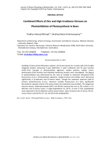 Combined effects of zinc and high irradiance stresses on photoinhibition of photosynthesis in bean