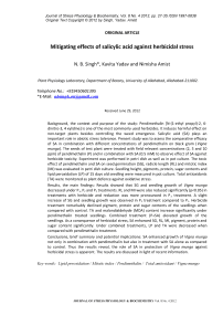 Mitigating effects of salicylic acid against herbicidal stress