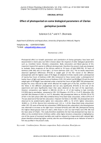 Effect of photoperiod on some biological parameters of Clarias gariepinus juvenile