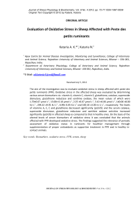 Evaluation of oxidative stress in sheep affected with peste des petits ruminants