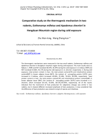 Comparative study on the thermogenic mechanism in two rodents, Eothenomys milletus and Apodemus chevrieri in Hengduan mountain region during cold exposure