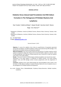 Oxidative stress induced lipid peroxidation and DNA adduct formation in the pathogenesis of multiple myeloma and lymphoma