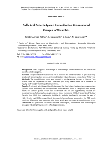 Gallic acid protects against immobilization stress-induced changes in Wistar rats