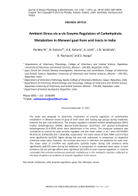 Ambient stress vis-a-vis enzyme regulators of carbohydrate metabolism in Marwari goat from arid tracts in India