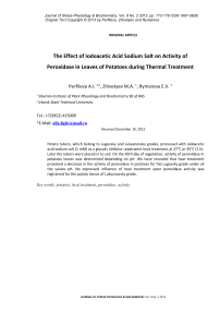 Влияние предпосадочной тепловой обработки на активность пероксидазы в листьях картофеля, обработанного монойдацетатом натрия