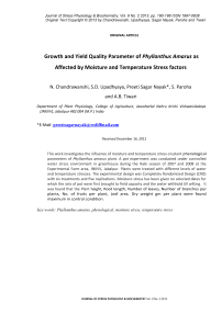 Growth and yield quality parameter of Phyllanthus amarus as affected by moisture and temperature stress factors