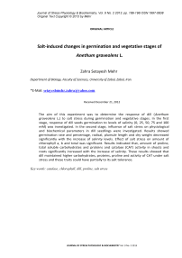 Salt-induced changes in germination and vegetative stages of Anethum graveolens L