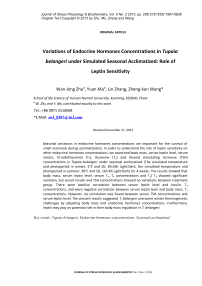 Variations of endocrine hormones concentrations in Tupaia belangeri under simulated seasonal acclimatized: role of leptin sensitivity