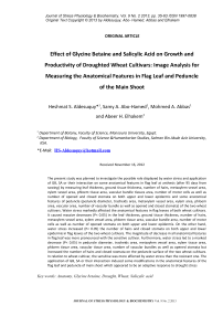 Effect of glycine betaine and salicylic acid on growth and productivity of droughted wheat cultivars: image analysis for measuring the anatomical features in flag leaf and peduncle of the main shoot