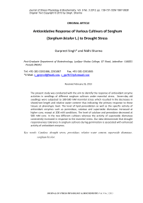 Antioxidative response of various cultivars of sorghum ( Sorghum bicolor L.) to drought stress