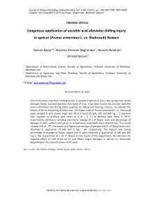 Exogenous application of ascorbic acid alleviates chilling injury in apricot ( Prunus armeniaca L. cv. Shahroudi) flowers