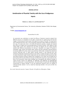 Amelioration of fluoride toxicity with the use of indigenous inputs